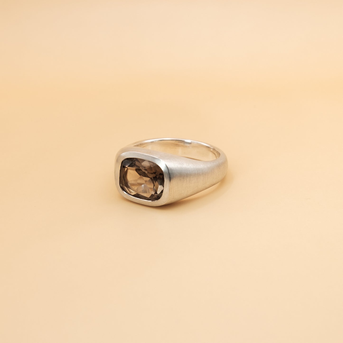 Smoky Quartz Cushion Ring
