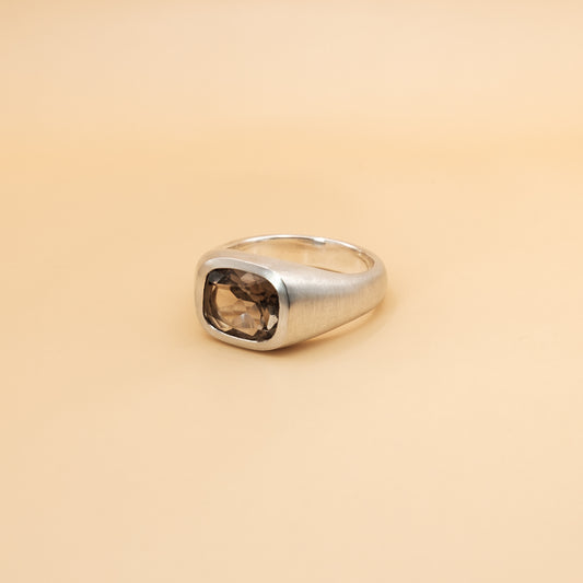 Smoky Quartz Cushion Ring
