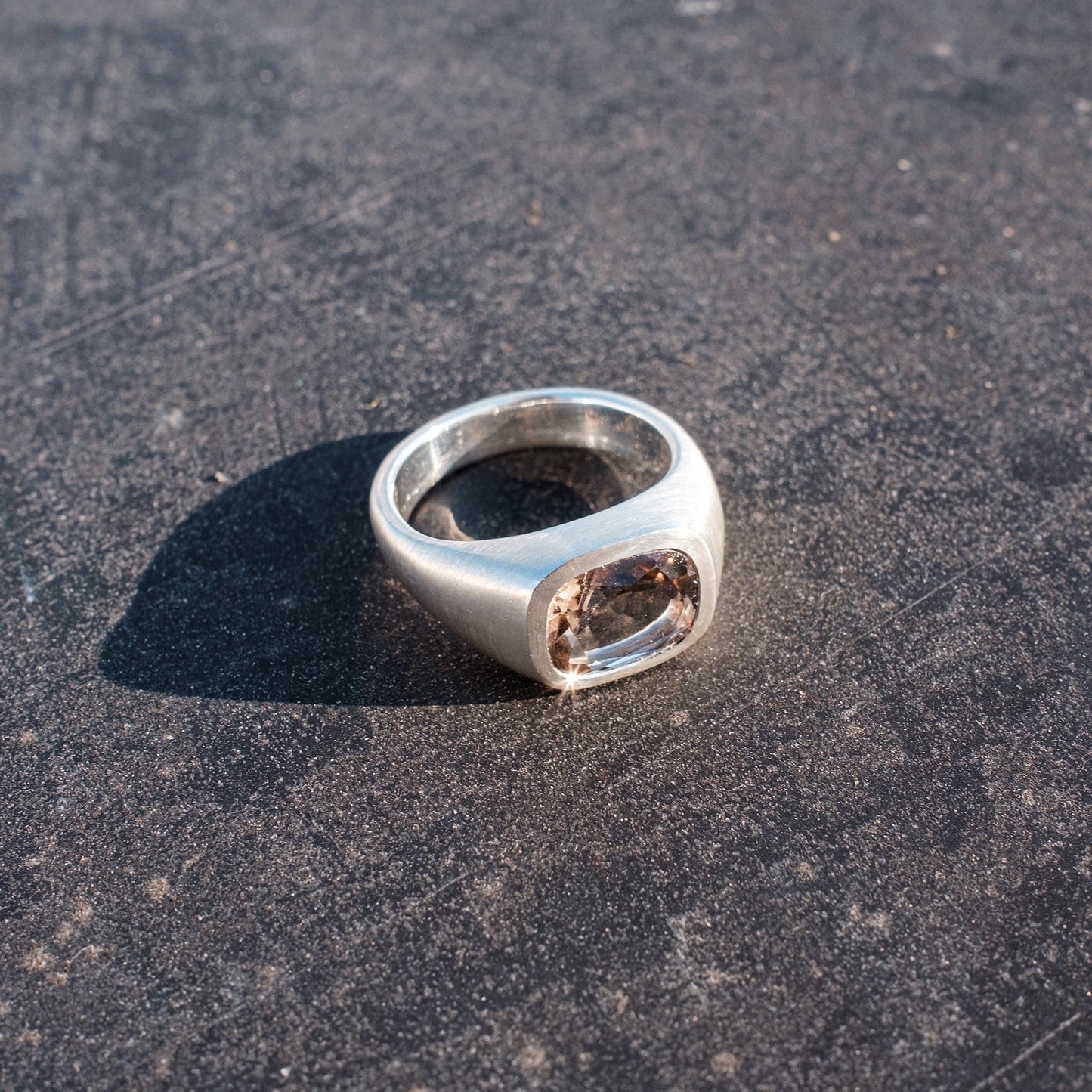 Smoky Quartz Cushion Ring